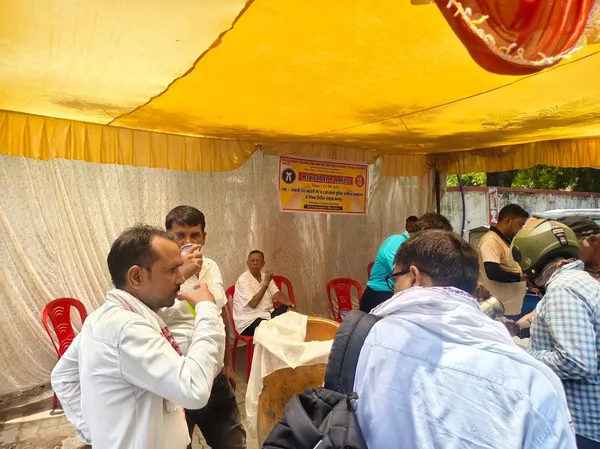 Advocates gathered at the stall